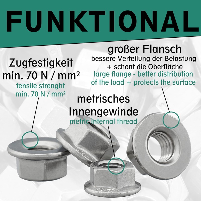 Flange Nut without Locking Toothing According to DIN 6923 /