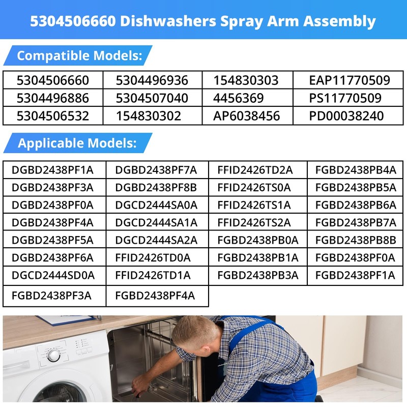 5304506660 Dishwashers Spray Arm Assembly for Frigidaire Dishwashers Lower Wash