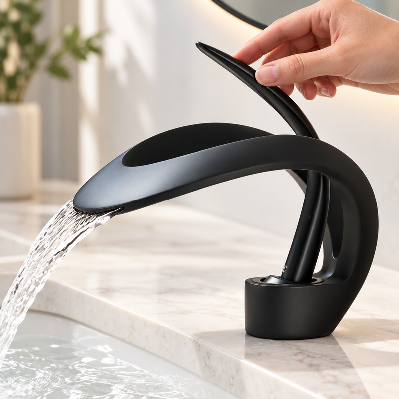 Waterfall Bathroom Faucet for Basin Upgrades - Single-Handle Hot and