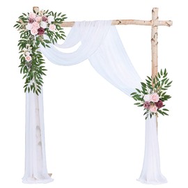 0.75 x 8 m Wedding Arch Curtain Wedding Tulle Decorative Bow Sashes for Wedding Decoration Photography Party Wedding Archway Ceremony Chair Decoration (White)