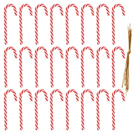 Bluelves Candy Canes Christmas Tree, Pack of 24 Christmas Tree Decorations for Hanging, Candy Cane Decoration, Christmas Tree Decoration Pendant with Cord (Red and White)