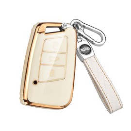 HIBEYO Smart Car Key Case Fits VW Golf Protective Key Case Cover TPU for VW Magotan Passat CC B8 MK2 Variant Skoda Kodiaq Key Box Key Case Key Shell White