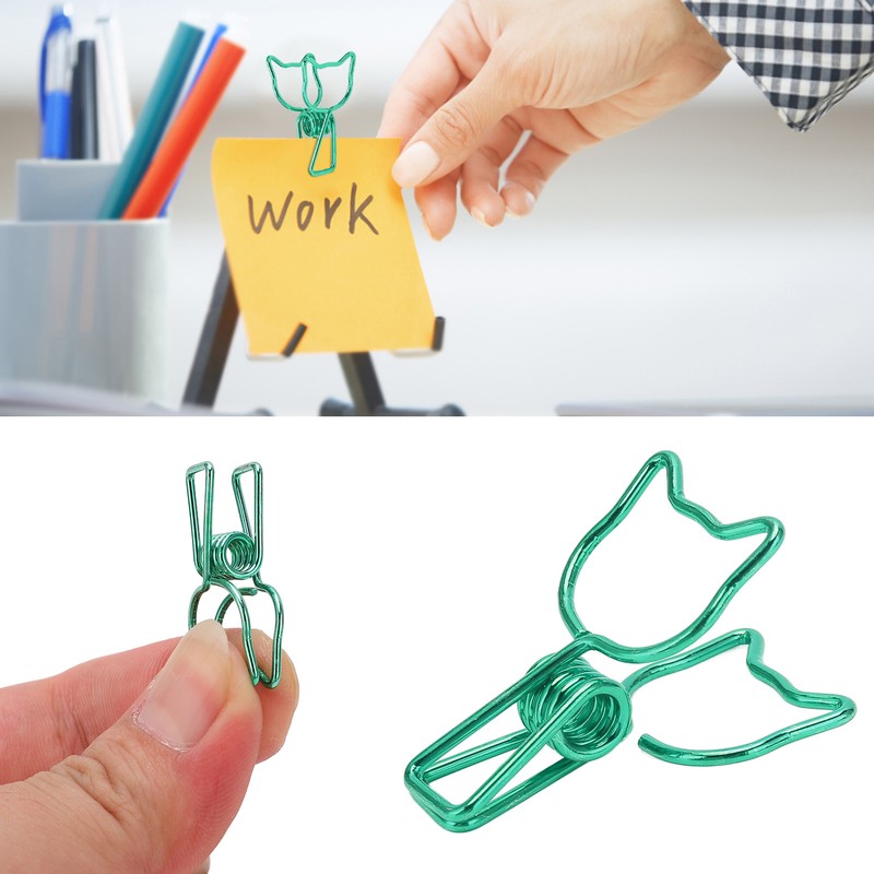 100Pcs Kitten Binder Clips Cute Animal Style Strong Clamping Hollow
