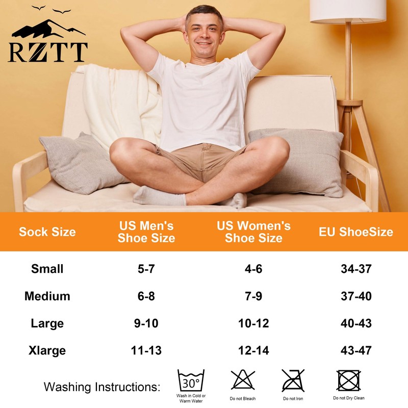 RZTT 90% Merino Wool Socks for Men Athletic Low Cut