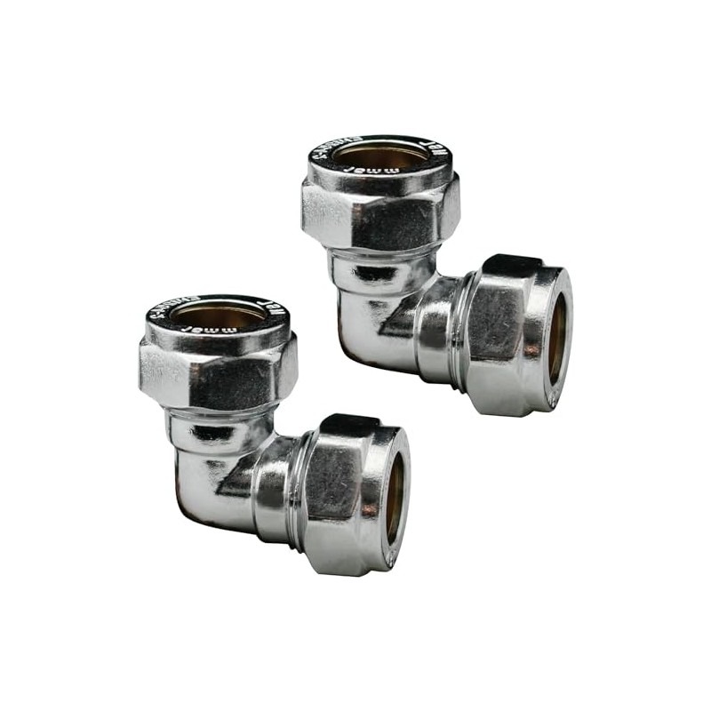 NPH 15mm Chrome Plated Compression Elbows Angled Pipe Connectors for