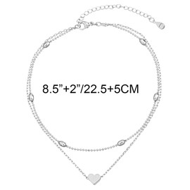 kelistom Silver Anklet for Women Heart/Beaded/Layered Chain Sterling Silver Anklet Foot Jewelry with Extension (layered heart)