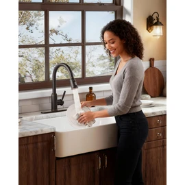 WOWOW Bronze Kitchen Faucet with Sprayer: 304 Stainless Steel Kitchen Sink Faucet High Arc Pull Down Design for 1 or 3 Hole, Vintage Style