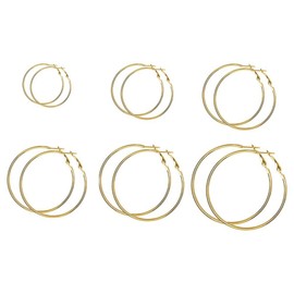 Fenzer B2G1 FREE 6 Pair Gold Hoop Earrings Hypoallergenic Alloy Unisex Men Women