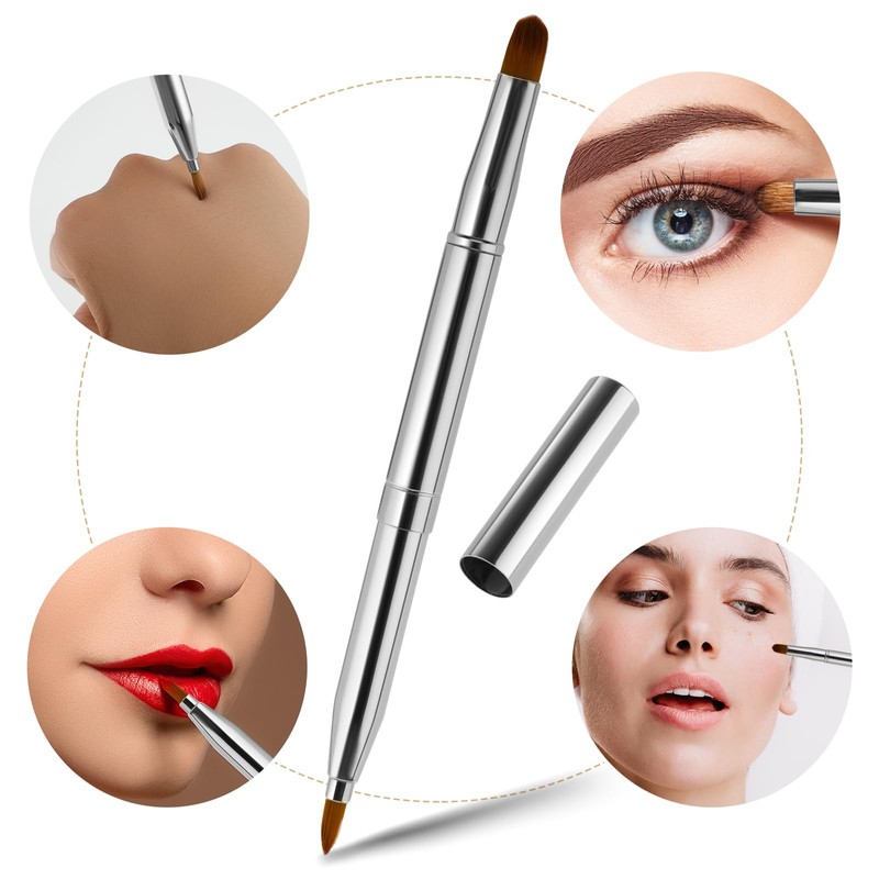 Retractable Lip Makeup Brush Portable Dual End Lipstick Brush Lipstick