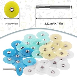 SMILEHEVEN Dental Polishing Discs Assorted Kit,Dental Polishing Supplies with Mandrel Stem,Dental Polishing Material Pack of 40 (16mm)