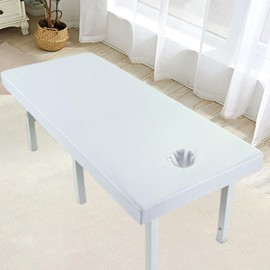 Milageto Massage Table Sheet with Hole Polyester Comfortable Easy to Install Washable Massage Bed Cover Fitted Bed Sheets, white 70x190cm