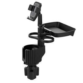 6-in-1 Car Cup Holder Expander with Tray & Phone Mount, Car Food Tray with 360° Rotation Adjustable Base, Car Cup Holder, Ideal for Drinks, Snacks, Foods