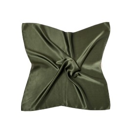 MayTree 100% Mulberry Silk Scarf - Square Plain 53 x 53 cm - Luxurious Women's Neckerchief - Elegant Bandana Scarf for Women - Luxury and Comfort for Adults, forest green