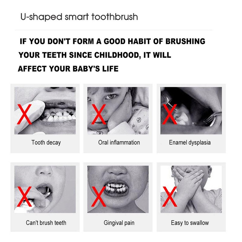 Intelligent U Shaped Toothbrush 360° Oral Cleaning Cartoon Electric Toothbrush