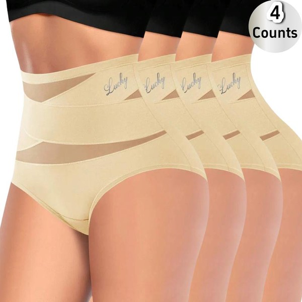 4-Pack/Set High-Waist Shaping Panties for Women- Seamlesslce Silk Mesh Control