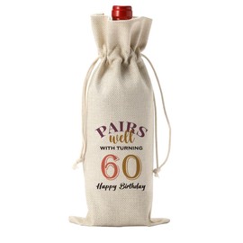 YUANHAO 60th Birthday Gifts for Women Men, 60th Birthday Wine Bag, Pairs Well With Turning 60th Wine Bag