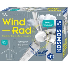 KOSMOS 621353 Windmill, Discover Renewable Energies, Construction Kit for Windmill for Emission-Free Power Generation with Mini Electric Car for Charging, Experiment Box for Children from 8-14 Years