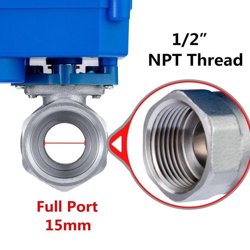 1/2" Motorized Ball Valve Stainless Steel Ball Valve with Full