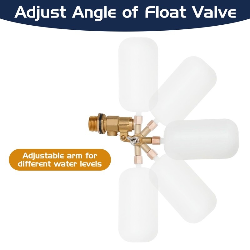 2 Pack Water Float Valve 1/2 inch, 1/2" Brass Float