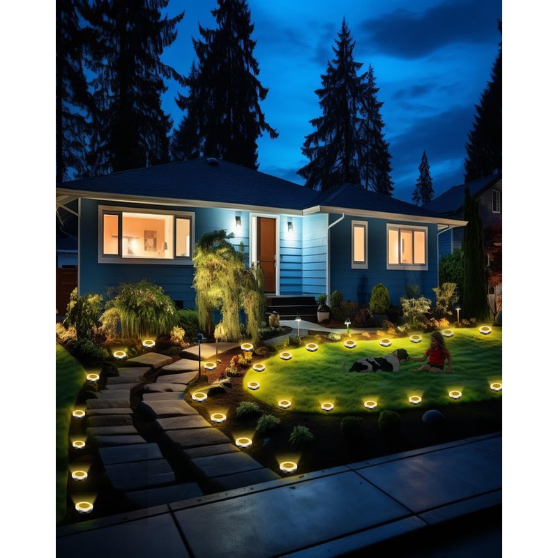 Solar Lights Outdoor Waterproof, 8 Pack 8 LED, Thickened Stainless