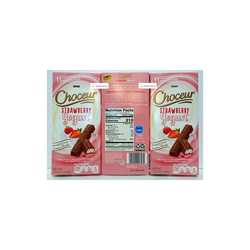 Choceur Strawberry Yogurt Smooth Creamy European Chocolate 7.05oz 200g (Three