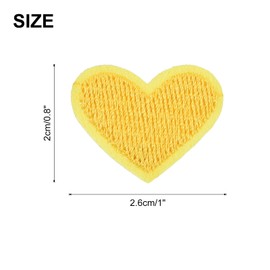 MECCANIXITY Solid Deep Yellow Small Heart Patch Appliques Embroidered Patches Garment DIY Embellishments 2.6x2cm/1x0.8 Inch for Vest Clothes Backpacks Hats, DIY Crafts Caps, Pack of 24