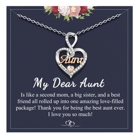 Shelucky Aunt Gifts from Niece, Auntie Gifts Best Aunt Ever Jewelry Christmas Gifts for Aunt Auntie Heart Necklace for Women, Girls Girls, Auntie, Niece