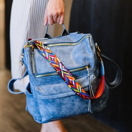 Modern+Chic Backpack Purse for Women - Brielle Convertible Bag, Use as Diaper & Shoulder Bag, or Womens Backpack, Made of Vegan Leather with Removable Strap and Exterior/Interior Pockets (Sky Blue)