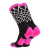 MadSportsStuff Crew Length Elite Basketball Socks with Net (Black/Neon Pink,