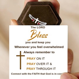 OAOMRIA 925 Sterling Silver Cross Rings for Women Silver Birthstone Rings Adjustable Birthstone Thumb Rings for Women Christian Gifts Faith Religion Cross Jewelry for Daughter,January