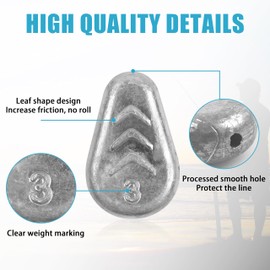 Fishing Weights No-Roll Sinker Lead Weights Flat Inline Sinkers for Catfishing Rigs Saltwater Freshwater Surf Fishing Tackle Gear 1/2oz 10cs