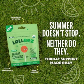 Lolleez by EEZ Co. Organic Throat Soothing Pops for Kids, Watermelon, 28ct