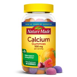 Nature Made Calcium Gummies 500 mg Per Serving with Vitamin D3, Dietary Supplement for Bone Support, 80 Gummies, 40 Day Supply