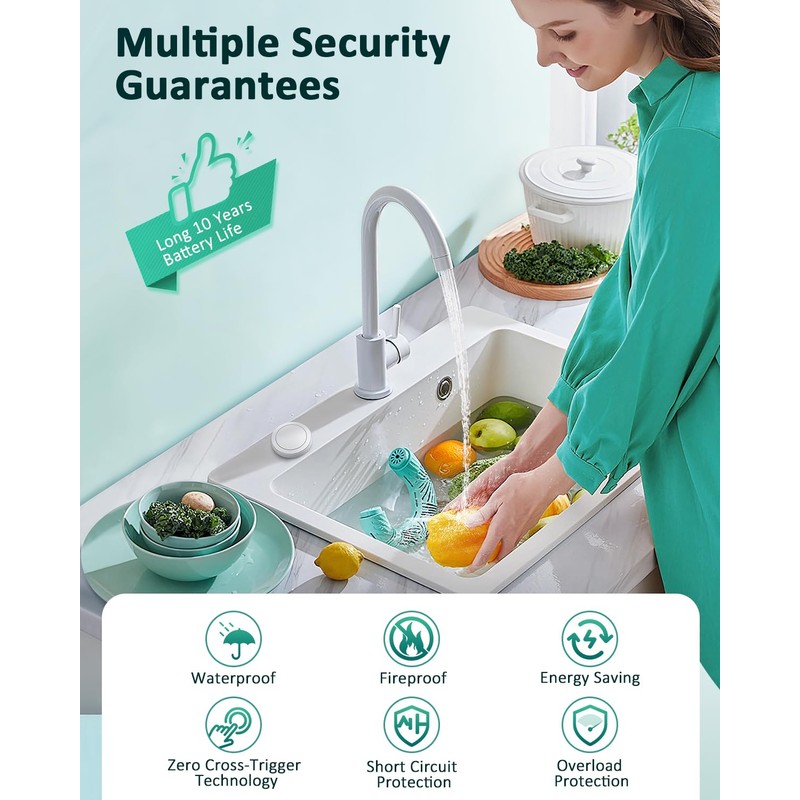 Garbage Disposal Wireless Switch Kit, Remote Control Outlet, No Drilling