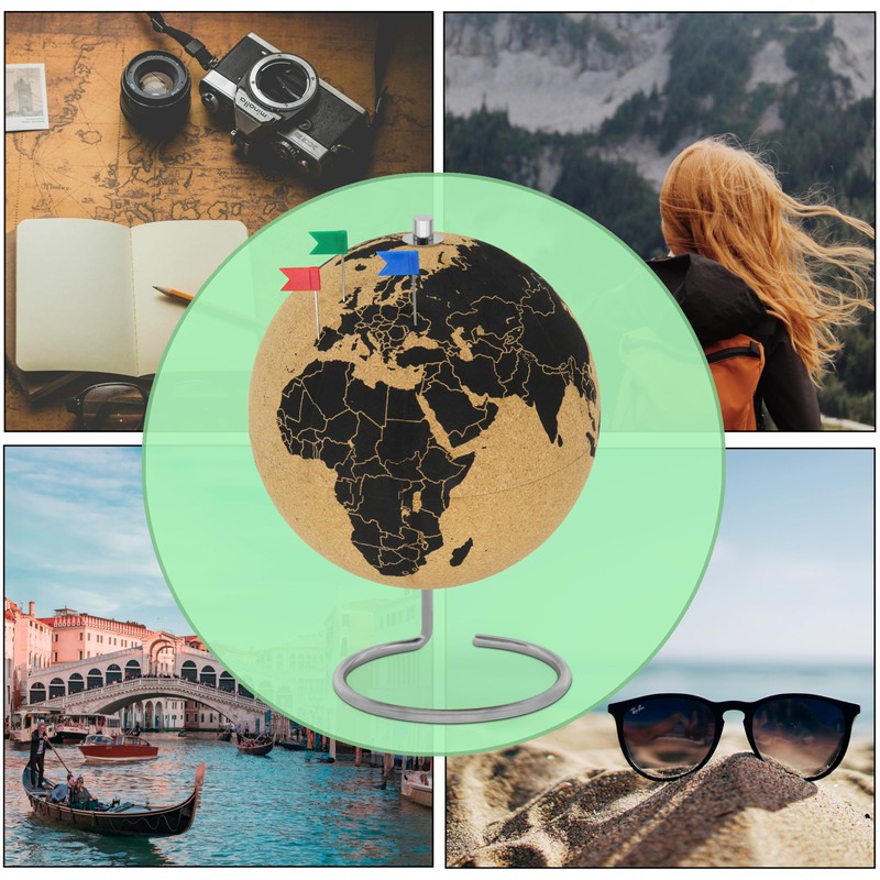 Vaudagio Beautiful Cork Globe with 102 Different Push Pins -