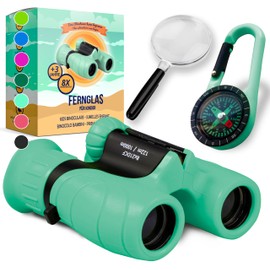 Binoculars for Children - Ideal Gift for Boys and Girls - Strong Magnification 8 x 21 - Comprehensive Set Including Magnifier & Compass - Toy for Children 3-12 Years