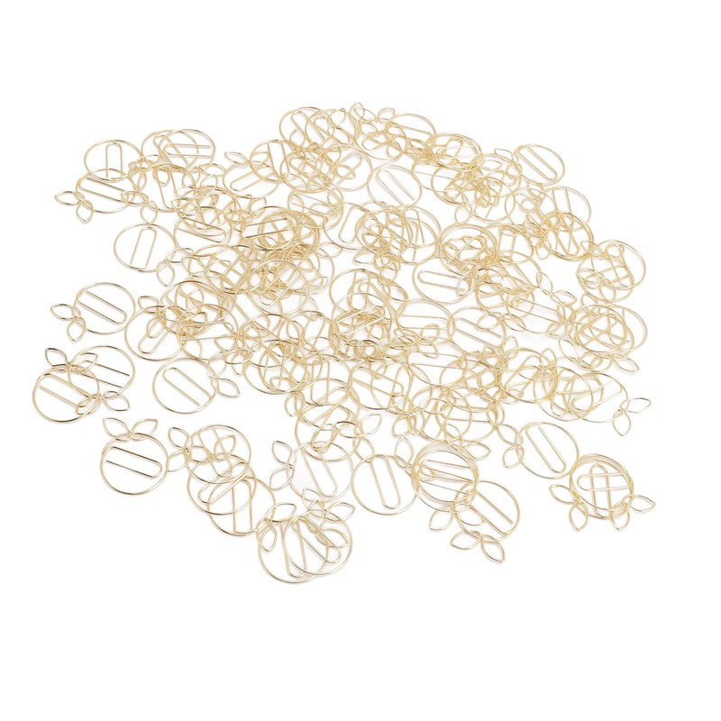 100Pcs Gold Paper Clips Cute Shape Stainless Steel Multifunction Metal