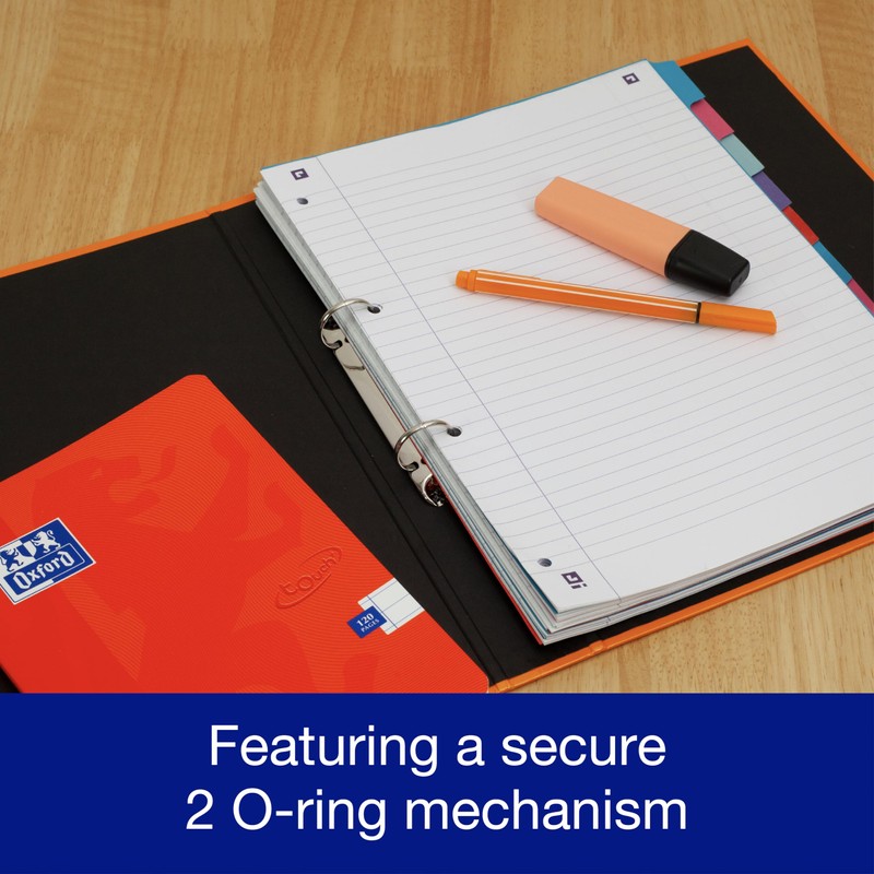 Oxford Premium A4 Ring Binder, Orange Single Folder, 25mm Capacity