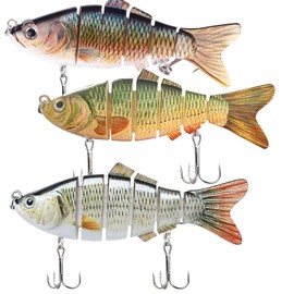 Icetop 3Pcs Pike Lures Set,3D River Fishing Tackle for Freshwater Saltwater