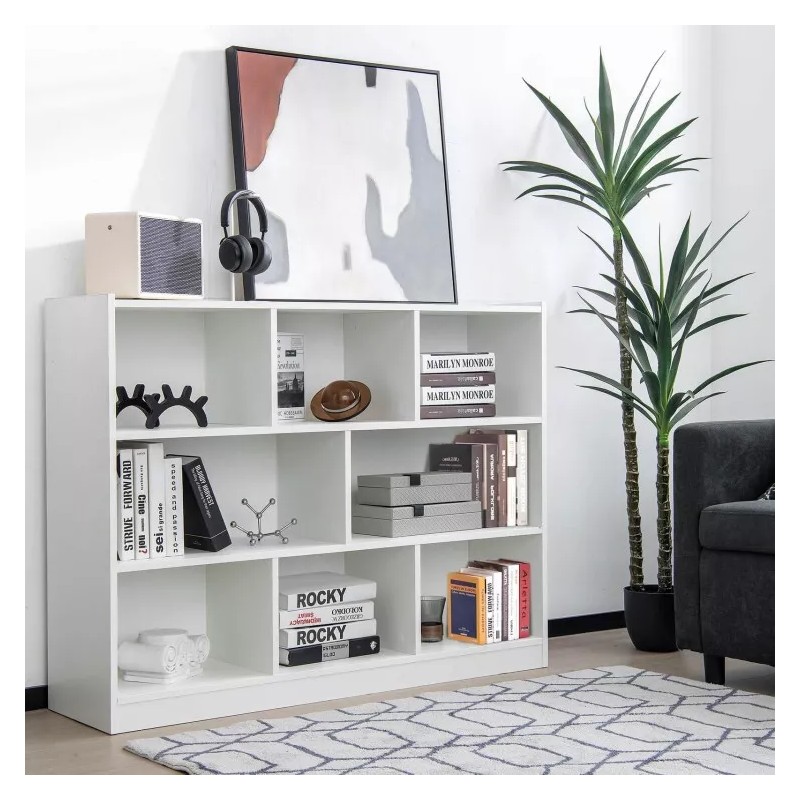 Costway 3-Tier Open Bookcase 8-Cube Floor Standing Storage Shelves Display