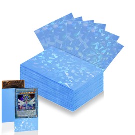 100 Count Sky Blue Card Sleeves for Trading Cards, Perfect Fit Shiny MTG Card Sleeves, Holographic Card Sleeves Fit for Magic, Photocard, TCG, Baseball/Sports Cards, Yugioh Card, Game Card 66 * 91 mm