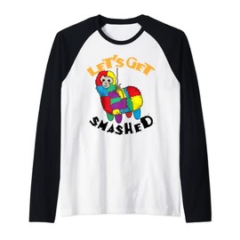 Let's Get Smashed Cool Cinco De Mayo Funny Llama Gift Raglan Baseball Tee