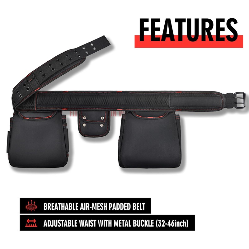 Tool Belt with Multiple Pockets，Adjustable and durable carpenter tool belt,electrician