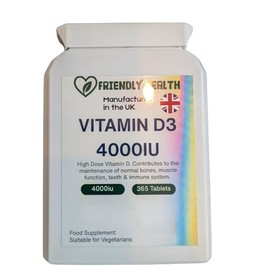Vitamin D3 4000IU Tablets - 365 Day Supply - Vegetarian Supplement