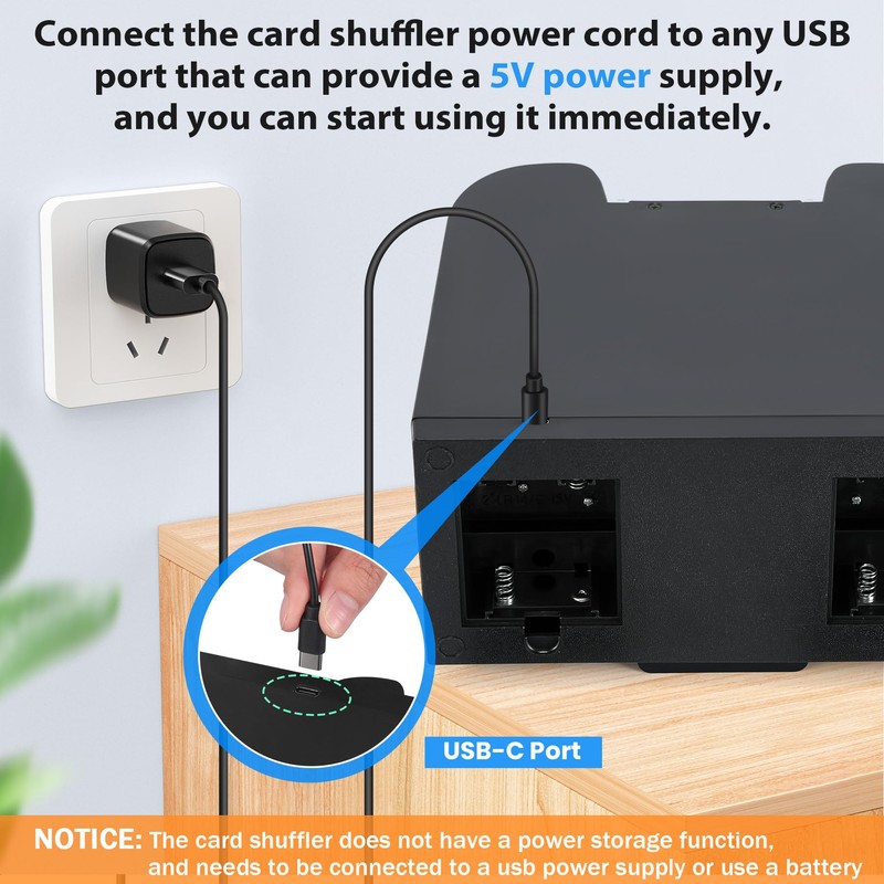 Lineba Card Shuffler for 1-6 Decks Cards, USB Power/Battery Operated