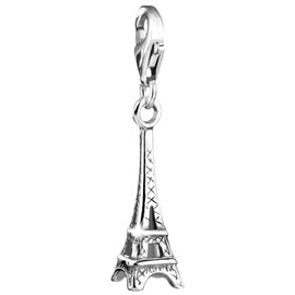 Nenalina 713002-000 Eiffel Tower Carabiner Charm Pendant for Charm Bracelet 925 Sterling Silver, Sterling Silver, No Gemstone