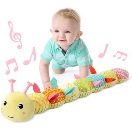 LIGHTDESIRE Baby Toys Musical Caterpillar,Infant Toys Stuffed Animal Toys with Ruler Design and Ring Bell,Baby Teething Toys for Tummy Time Newborn Boys Girls 0 3 6 12 Months(Yellow)