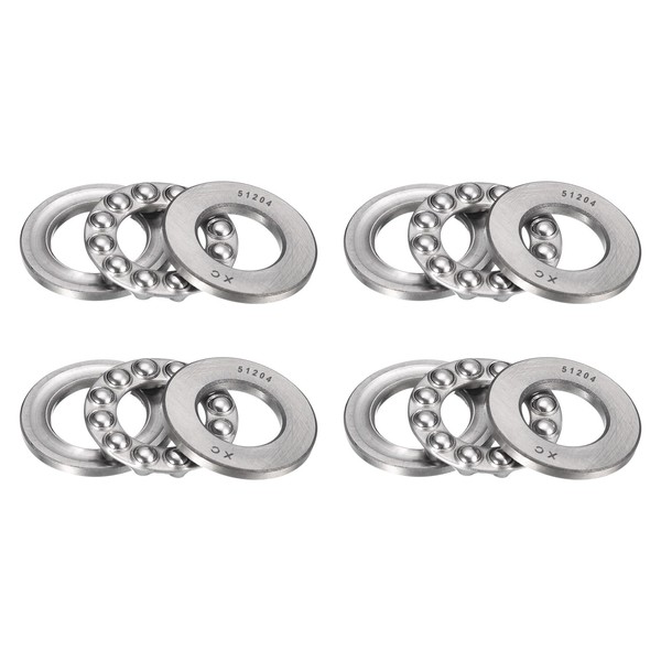 HiPicco Thrust Ball Bearings, 4pcs 51204 Plane Axial Ball Bearing