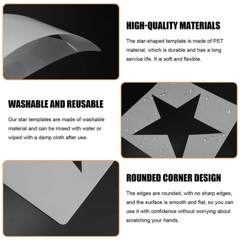 Large Star Stencil Set, 8 PCS Reusable Plastic Templates in