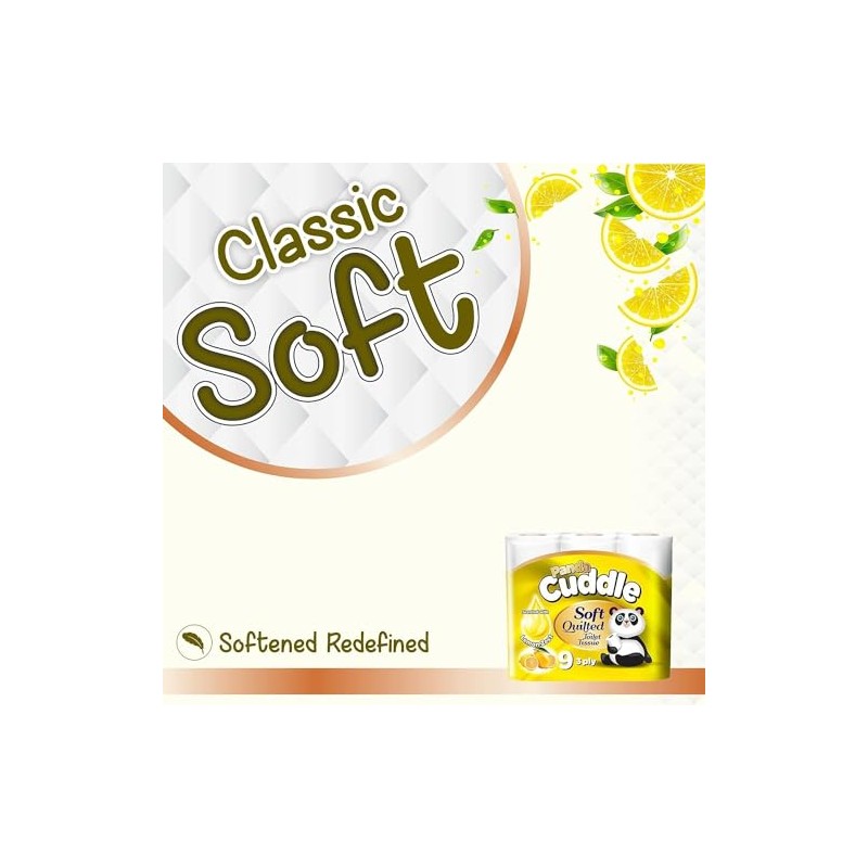 Panda Cuddle 3-Ply Soft Quilted Scented Toilet Rolls - 9